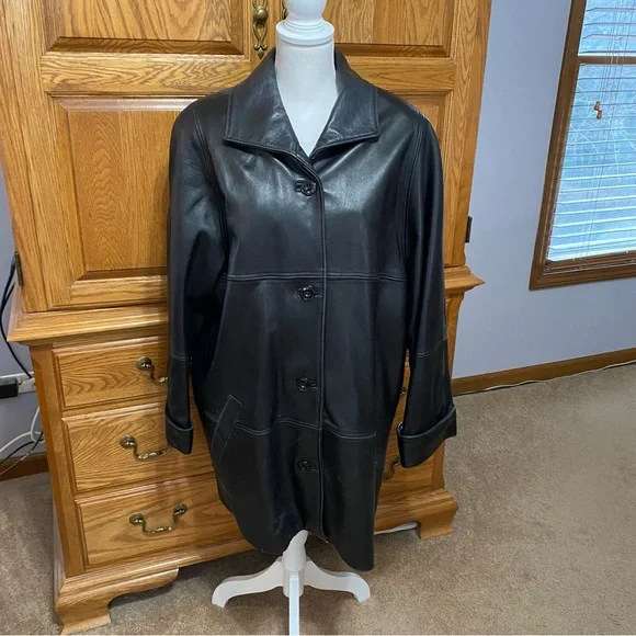 Tibor Leathers VTG Men’s Black Leather Coat Made in USA Thinsulate Lined Sz XL